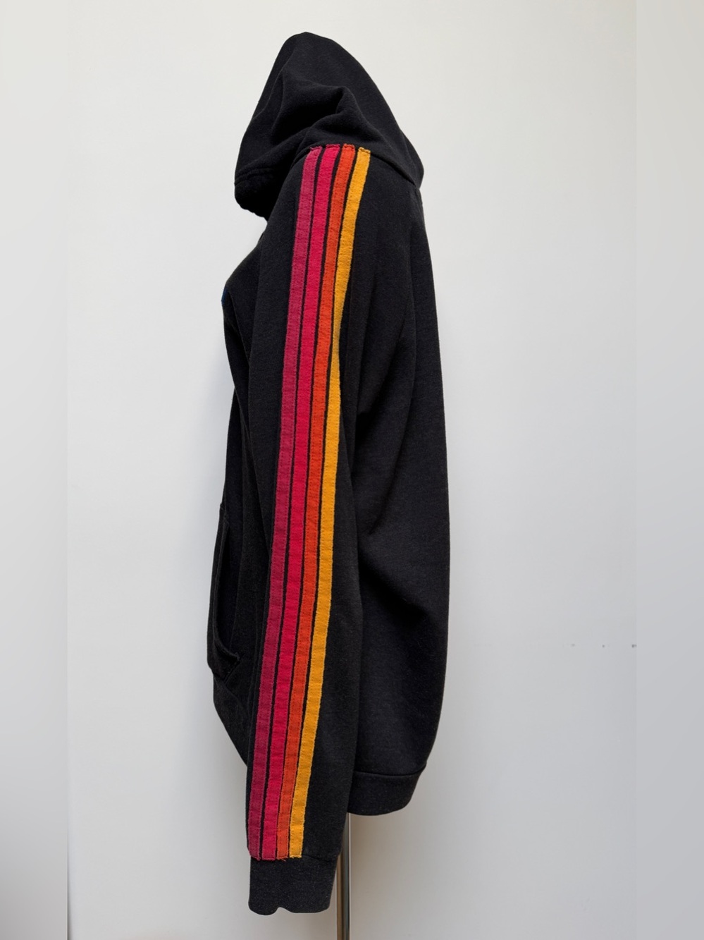 Aviator Nation Zip Up Hoodie Black w/ 4 Stripe on Sleeves - XXL - Soft and Cozy! - Picture 7 of 12
